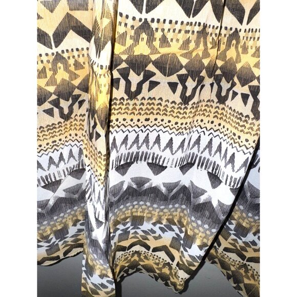Robert Louis Womens Mustard & Ivory Geometric Print Button-Front Midi Dress With - Picture 6 of 9